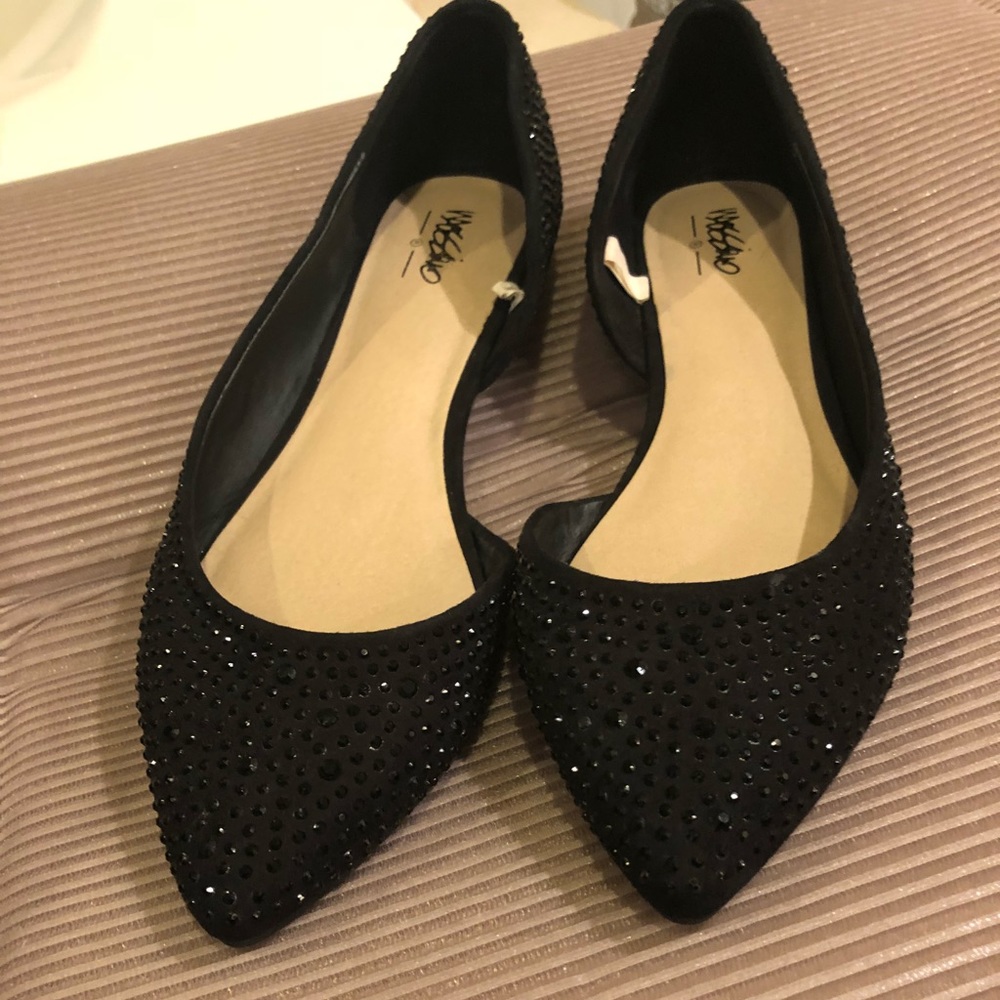Black sequin flats